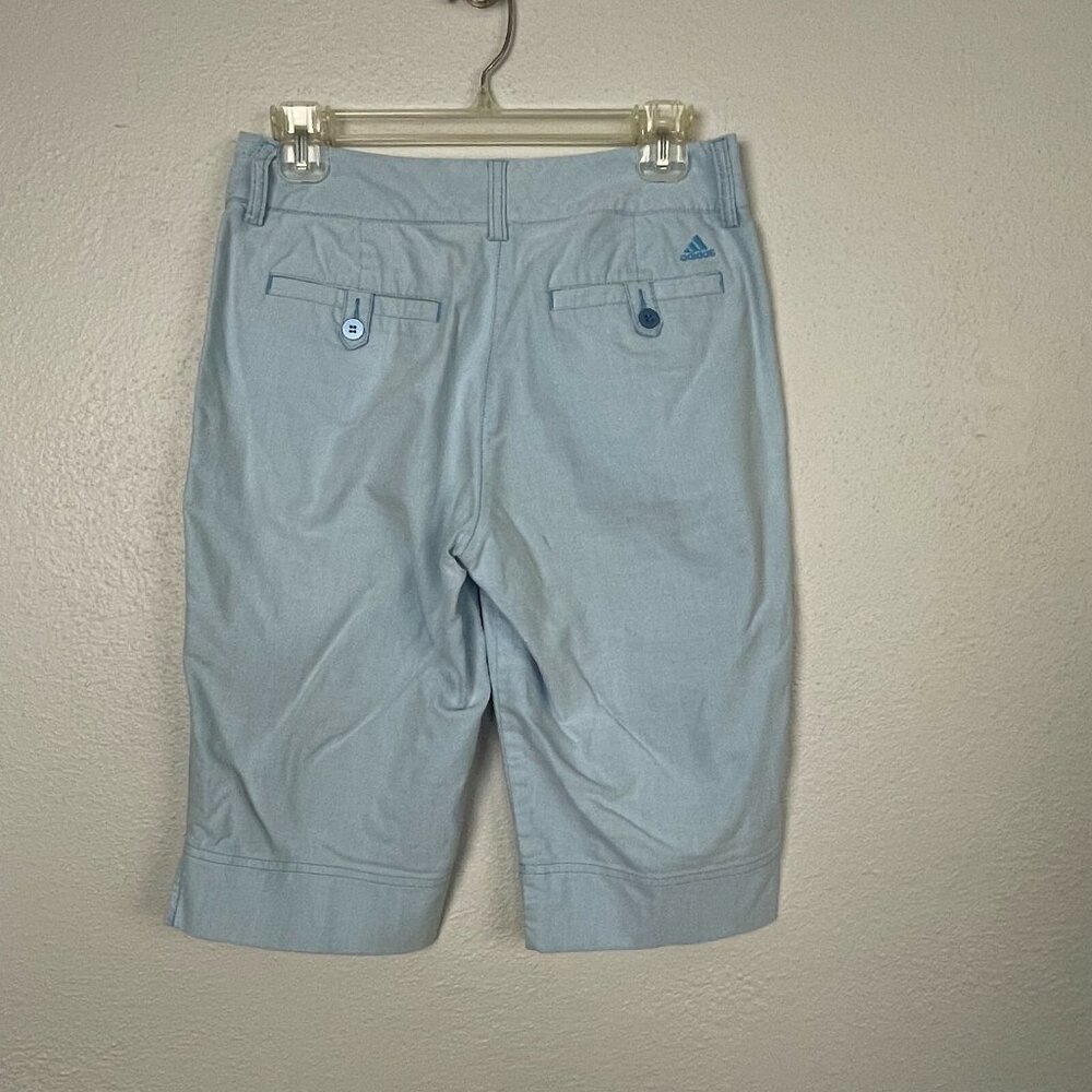 Adidas Women's Light Blue Flat Front Stretch Bermuda Walking Shorts - Size 2 - Picture 3 of 5